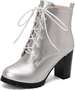 Женские ботильоны LYYSKY с боковой молнией и массивным высоким каблуком. Размер соответствует длине стельки, смотрите таблицу размеров и описание товара. Размеры: US3-US17 / EU33-EU50, Silver(T703-10)