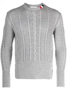 Джемпер фактурной вязки с полосками RWB THOM BROWNE, серый