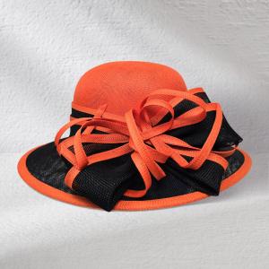 FASHNZFAB Элегантная нарядная шляпа из синамая с бантом, двухцветная