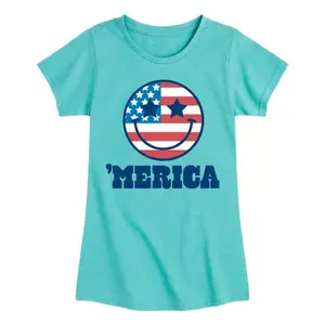 Футболка с американской улыбкой для девочек 7-16 лет Licensed Character, синий