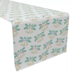 Настольная дорожка, 100 % хлопок, 16x90 дюймов, золотые колокольчики и ленты.