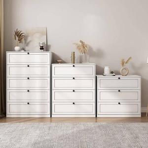 Yu Senyi Комод для спальни и гостиной из алюминиевого сплава и металла, 5 ящиков, напольный, белый
