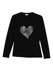 Футболка с длинными рукавами, украшенная сердечками LIU JO, черный