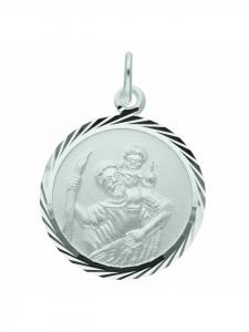 Adeliás Женский кулон из серебра 925 пробы с изображением Святого Христофора, диаметр 16 мм
