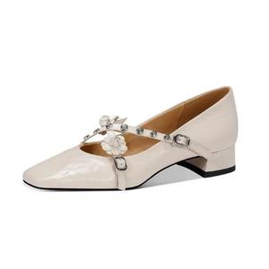 Туфли Мэри Джейн на толстом каблуке 3 см, женские JESSICA SOPHIA, White