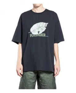 Черная футболка с сезонным узором из листьев Oamc, черный