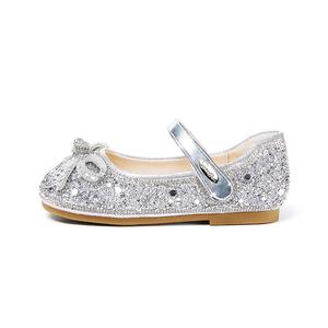 Детские кожаные туфли с противоскользящим износостойким верхом Snoffy, серебряный