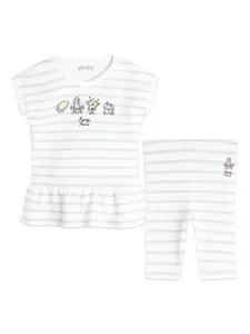 Комплект из платья и легинсов в полоску Kenzo Kids, нейтральный