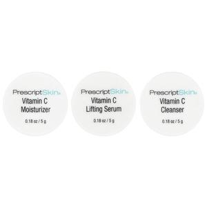 PrescriptSkin, набор миниатюр с витамином C, 3 профессиональных средства для улучшения цвета кожи, 3 баночки по 5 г (0,18 унции)