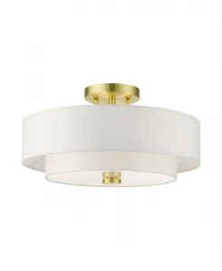 Полупотолочный светильник Meridian с 3 плафонами Livex, золотистый тон