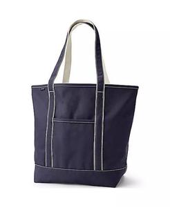 Большая однотонная холщовая большая сумка с 5 карманами и открытым верхом с длинной ручкой Lands' End, черный