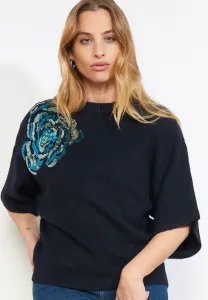 Футболка с цветочным принтом и пайетками Lolaliza, Navy Basic