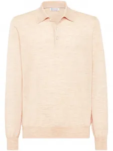 Рубашка поло из смеси шелка и кашемира Brunello Cucinelli, оранжевый