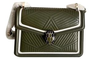 BVLGARI Сумка через плечо Serpenti Diamond Blast из кожи, женская, зеленая