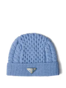 Шапка бини фактурной вязки Prada, синий