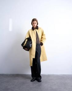 Удлиненная куртка Topshop с контрастным воротником горчичного цвета