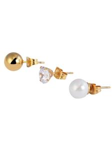 Adeliás Женские серьги - серьги-гвоздики из нержавеющей стали с золотой жемчужиной
