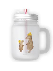 Стакан для питья в банке Мейсона с медведем и шляпой, без слов, прозрачный Mr. & Mrs. Panda