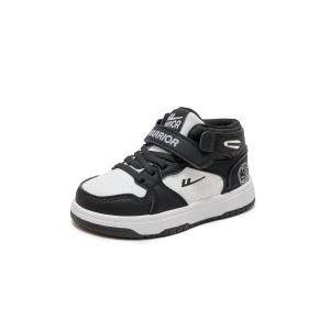 Slip Resistant Anti Kick Abrasion Resistant Mid top Skateboard Shoes Kids WARRIOR, черный/белый