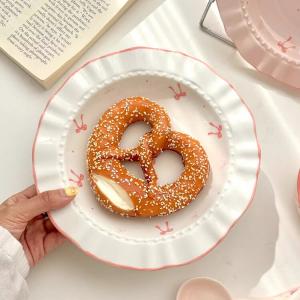 Ceramics Особенно привлекательная кремовая высококачественная миска для риса и йогурта, керамическая посуда для дома, тарелка Rope 8,5 дюйма - белая, 1 шт