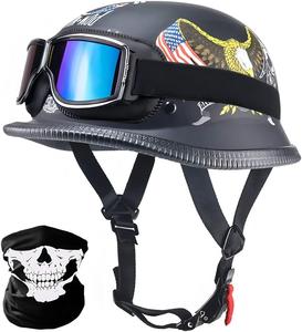 Полушлем винтажный CZSBXBHD с принтом, черный