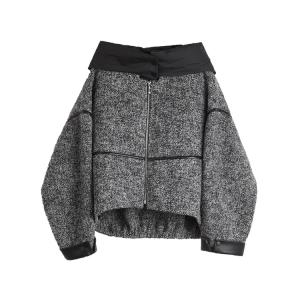ELLE Пальто женское Medium Gray с воротником стойкой и умеренно прямым кроем