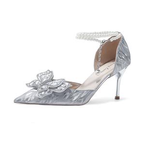 Женские туфли на тонком каблуке, серебристые Be good, Silver