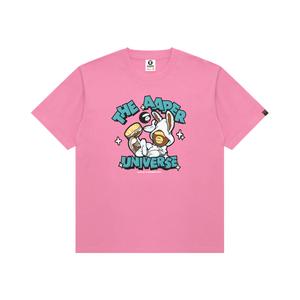 Футболка *A Bathing APE с принтом Cartoon Aape, розовый
