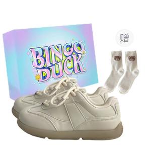 BINGO DUCK Скользоустойчивые женские скейтерские кеды низкие экрю+эксклюзивная коробка для обуви+подарочные носки, цвет Ecru+Exclusive Shoe Box+Gift Socks