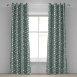 Винтажная цветочная штора на люверсах ABAKUHAUS, тюльпаны на вьющихся ветках, спиральный дизайн, женственные, декоративные двухпанельные шторы, 280 см x 225 см, бледно-шалфейно-зеленый с белым