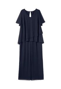 Многослойный комбинезон из жоржета с широкими штанинами Sheego, морской