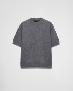 Кашемировый свитер с короткими рукавами Re-Cashmere Prada, коричневый