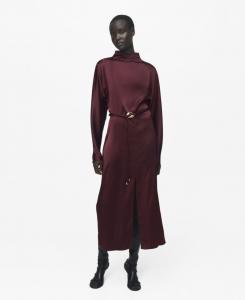 Женское атласное платье с поясом MANGO, Maroon