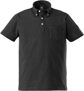 Мужская водоотталкивающая рубашка-поло Mizuno C2JA2153 с коротким рукавом, на пуговицах, удобная в ношении, для занятий спортом на открытом воздухе, с дезодорирующей лентой, черный
