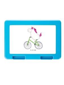 Mr. & Mrs. Panda Ланчбокс с изображением велосипедиста-единорога, без каких-либо надписей, белого цвета