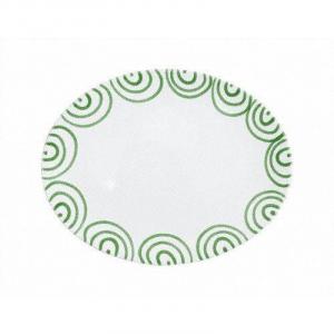 Тарелка зелёная пламенная овальная 33х26х2,5 см Gmundner Keramik, белый/зеленый