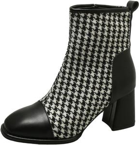 Женские массивные ботильоны на высоком каблуке, женские ботильоны на низком каблуке типа «кикуна», с острым носком, на резинке, нарядные, осенне-зимние ботиночки LSIGHTUS, Dark 7