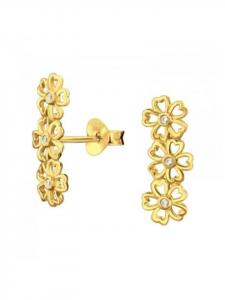 Alexander York Серьги-гвоздики в виде цветочного узора из золота, изготовленные из серебра 925 пробы, комплект из 2 штук