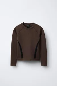 Бесшовная контрастная футболка из лыжной коллекции Zara, коричневый