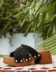 Мюли-сабо Hudson премиум-класса из замши на среднем каблуке черного цвета от ASOS DESIGN