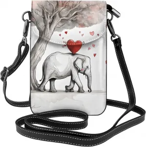 Милая маленькая сумочка для телефона с принтом слона, сумка через плечо с магнитной застежкой и отделениями для карт, из искусственной кожи Ultra Fiber.