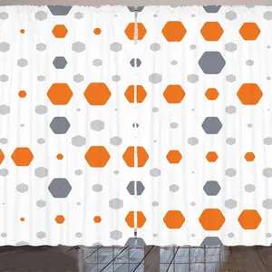 Геометрическая штора ARANDE, абстрактный шестиугольный узор в современном стиле, геометрический рисунок, сотовая структура, 280 x 245 см, цвет: оранжевый, серый, светло-серый Abakuhaus