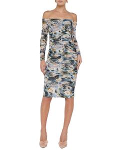 Платье L'AGENCE Morgana с открытыми плечами и рюшами L'Agence, Multi