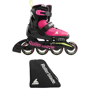 RollerBlade Детские роликовые коньки с регулируемым размером, для мальчиков и девочек, цвет розовый/светло-зеленый, размер S (28-32 см)