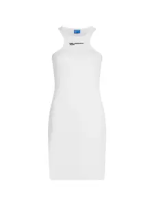 Платье мини в рубчик с логотипом Karl Lagerfeld Jeans, белый