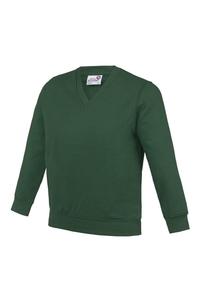 Школьный джемпер/толстовка с V-образным вырезом Academy AWDis, зеленый