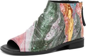 Женские ботильоны FSJ с открытым носком, расслабленные с низким квадратным каблуком, с закрученными вставками, вырезами и молнией, удобные туфли на каблуке, размеры 4-15 US, Marble