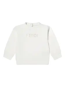 Толстовка с вырезанным логотипом FENDI KIDS, белый