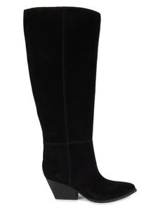 Замшевые сапоги до середины голени на каблуке Challi Marc Fisher LTD, черный