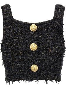 Топ из твида Balmain с люрексом, черный